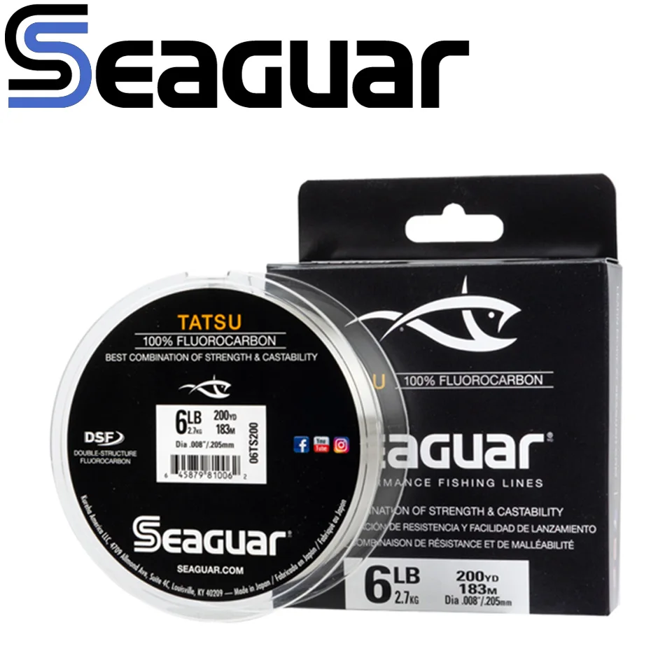 SEAGUAR-sedal de pesca de fluorocarbono TATSU, hilo de pesca de fibra de carbono, monofilamento japonés, 200YDS, 100% M, 6LB, 8LB, 10LB, 12LB, 183 Original - imagen 2