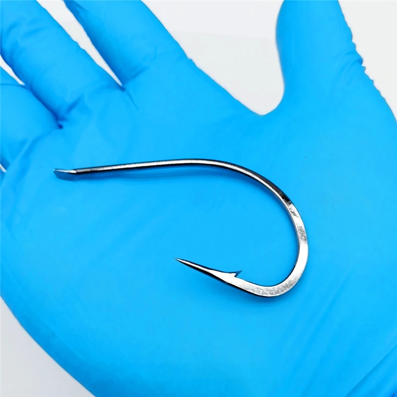 Venta al por mayor, anzuelo a granel, cabeza plana con púas, anzuelo de Pesca de caña larga, accesorios de aparejos de Pesca de carpa de acero rico en carbono - imagen 3