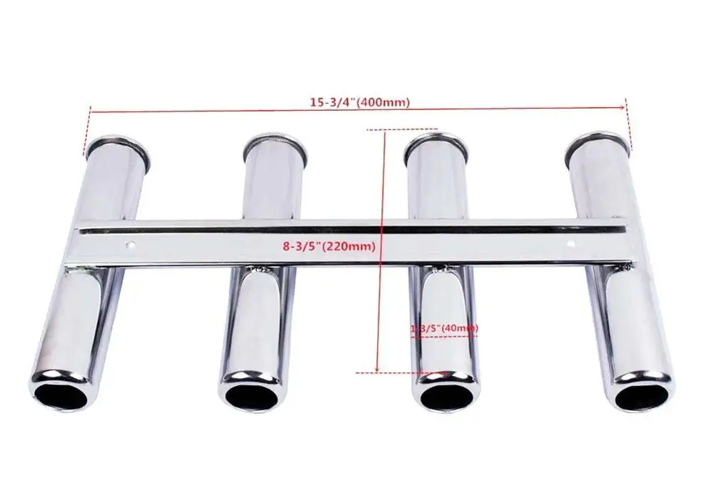 Soporte de caña de pescar multiusos Vertical de acero inoxidable Triple, 4 tubos, estilo colgado en la pared para barco y Yate - imagen 2