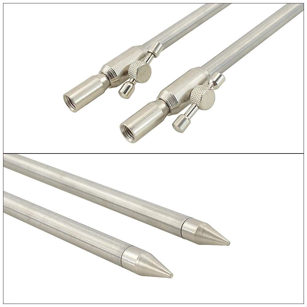 Hirisi-Juego de vainas de caña de pescar de carpa de acero inoxidable, con 2 palos bancarios y 2 barras de zumbido, soporte para caña, accesorios de pesca - imagen 3