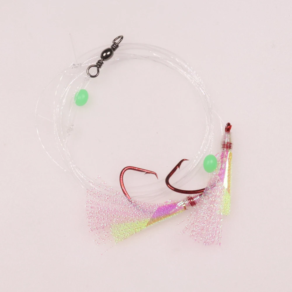 Aparejos de pesca de agua salada, 4 bolsas, 3/0, 4/0, 5/0, gancho circular de níquel rojo, Flash grande, Sabikis, Cod Catcher, aparejo de pesca con cuenta Lumo - imagen 3