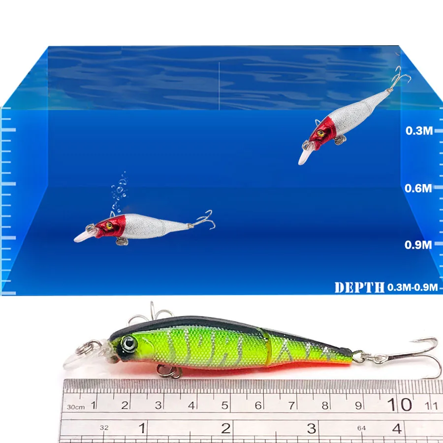Wobblers-señuelo de pesca de 9cm y 7,7G, cebo Artificial para carpas, piscardo, Pike Trolling 2 Jointed Swimbait Crankbait - imagen 5
