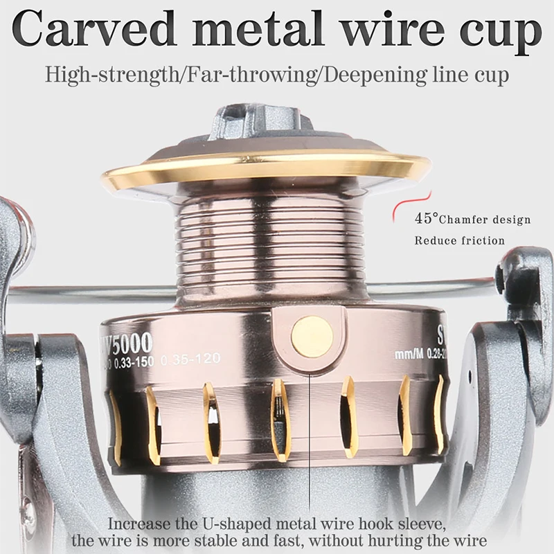 DEUKIO-carrete de pesca giratorio, bobina de Metal resistente al agua, potencia de arrastre máxima de 12KG, 4 + 1BB, para agua salada - imagen 4