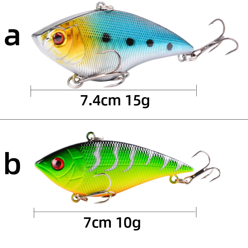 Señuelo duro de Pesca Artificial, anzuelos triples de plástico VIB, 7,4 cm, 15G, 1 unidad - imagen 2