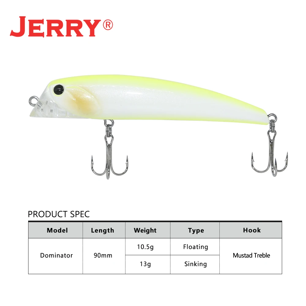 Señuelos de Pesca de Mar Jerry Dominator 90S 13g Jerk Minnow, cebos duros flotantes de fundición larga, aparejos de pesca artificiales de lubina - imagen 2