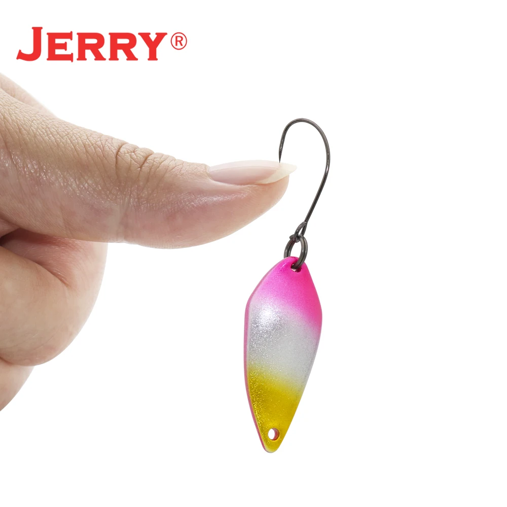 Jerry Ares-cuchara de Metal con un solo gancho, Micro Señuelos de Pesca de 4,4g, cebo de pesca Artificial ultraligero giratorio de latón para lago