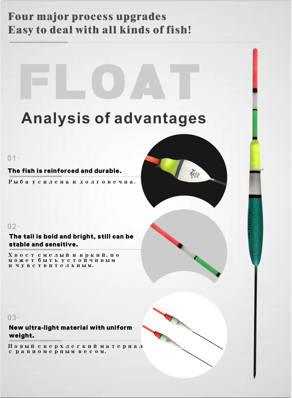 Flotadores de pesca brillantes, accesorios de pesca, boya Vertical, Mosca de mar, Kit de accesorios de pesca, 10 piezas por juego - imagen 3