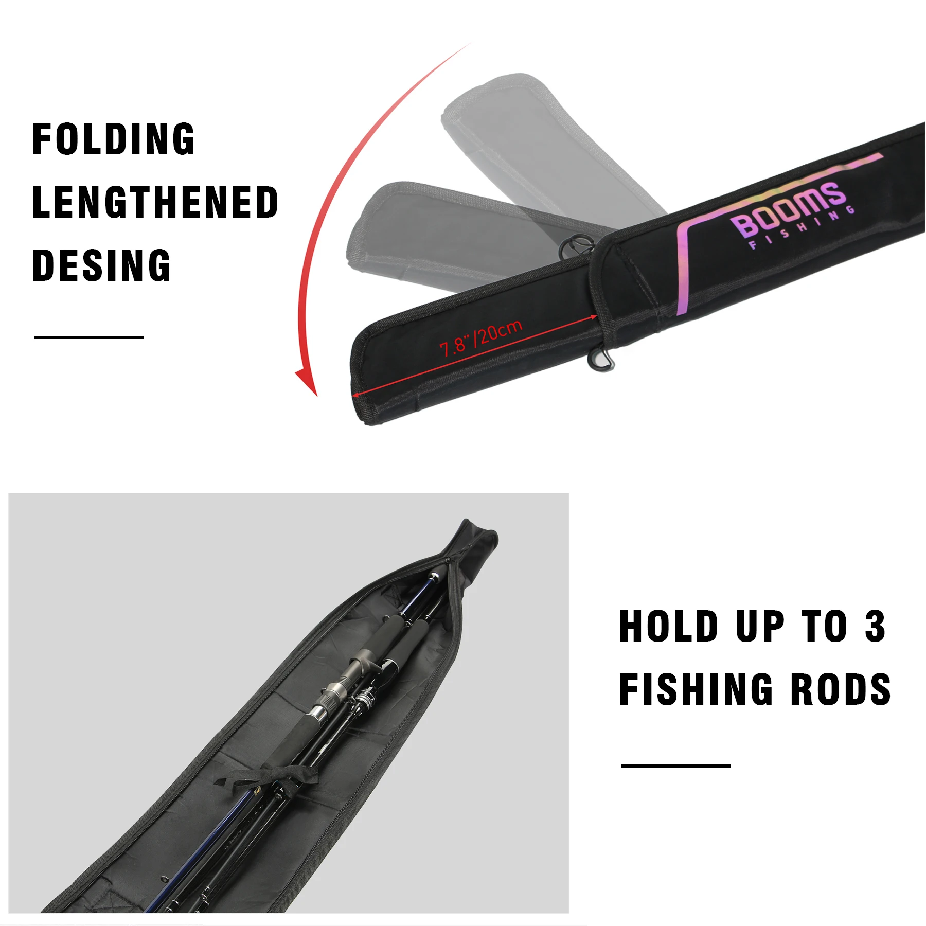 Booms Fishing PB3 Bolsa para caña de pescar Estuche de almacenamiento para caña Nylon 130 cm a 215 cm Plegable Aplicar a bolsas para cañas de pescar de varios tamaños