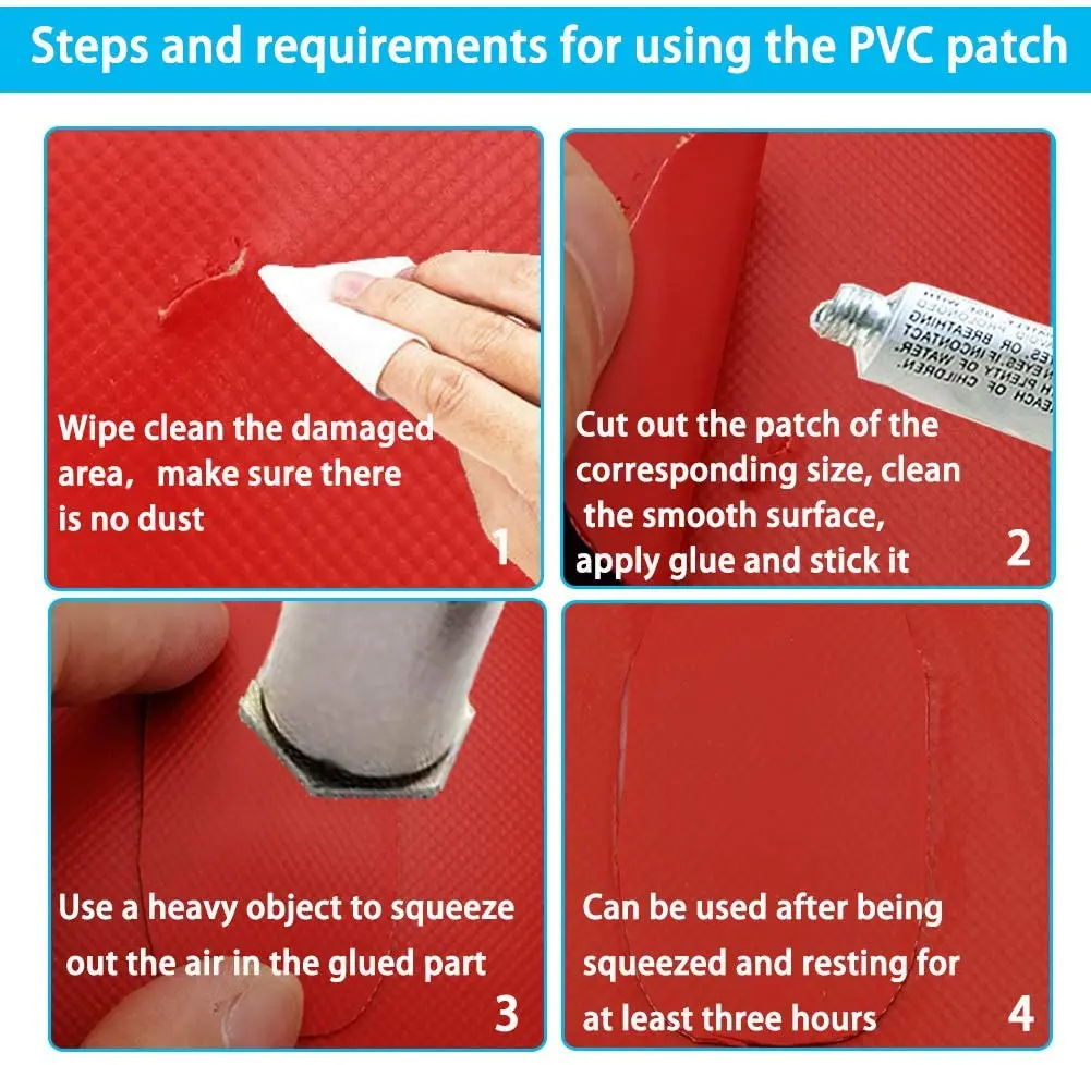 Parche de PVC impermeable para reparación de Kayak, guardabarros de bote inflable, balsa, Pontón, piscinas, juguetes, sofás inflables, canoas, salón, 21 × 15CM - imagen 5