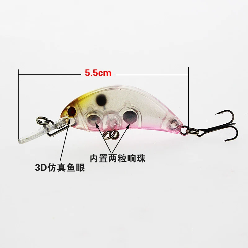 1 piezas Minnow Señuelos de Pesca 55mm 5g Crankbait Wobblers Artificial cebo duro mar profundo bajo atraer peces de plástico pesca 30 - imagen 5