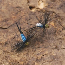 Bimoo 6PCS # 12 Beadhead Blue Ninfa Fly Lightening Stonefly Ninfa Moscas Trucha seca Crappie cebo de pesca anzuelo de púas flotante