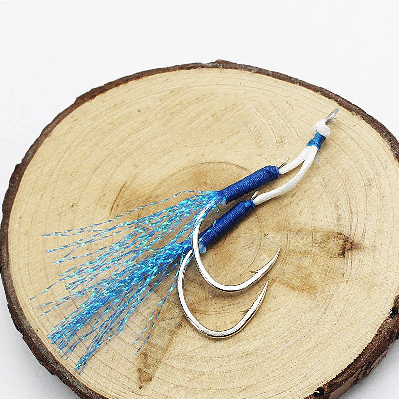 200 pares de anzuelos con placa de hierro, anzuelos dobles, anzuelos anticorrosión para sangre, esturión con púas, barco, curricán, accesorios de pesca en el mar - imagen 5