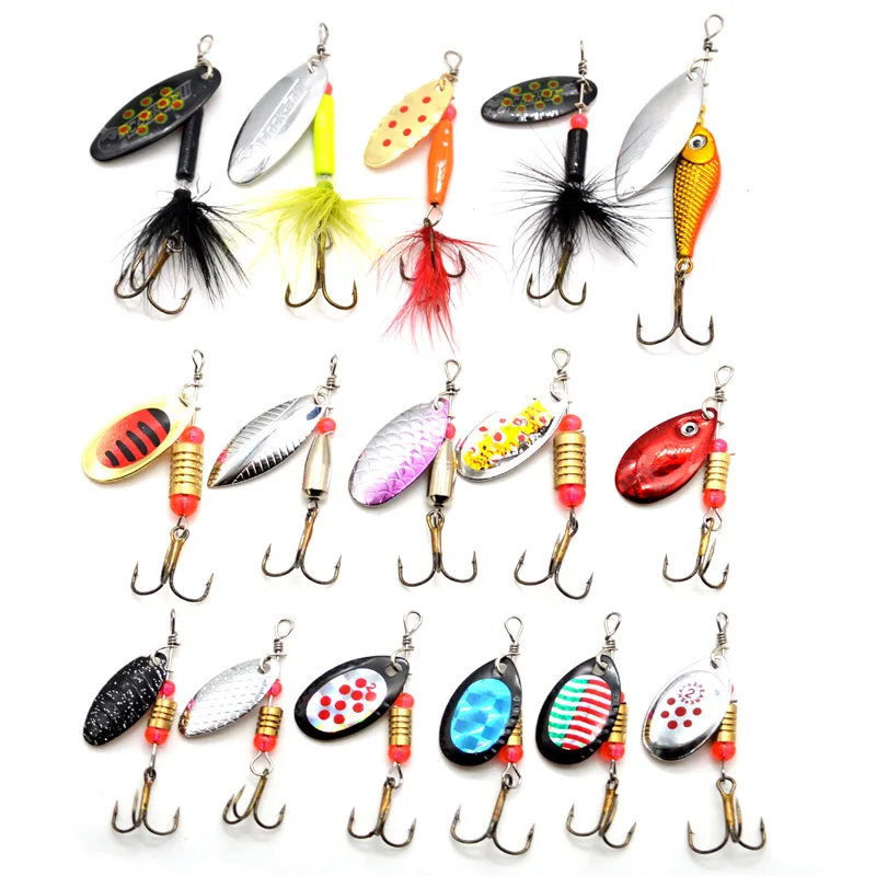 Señuelo de pesca para principiantes, cebo giratorio de Metal de 2g-12g, cuchara para agitar la mano, señuelos artificiales, trucha mandarín, lote de agua dulce de mar, 16 piezas, venta - imagen 3