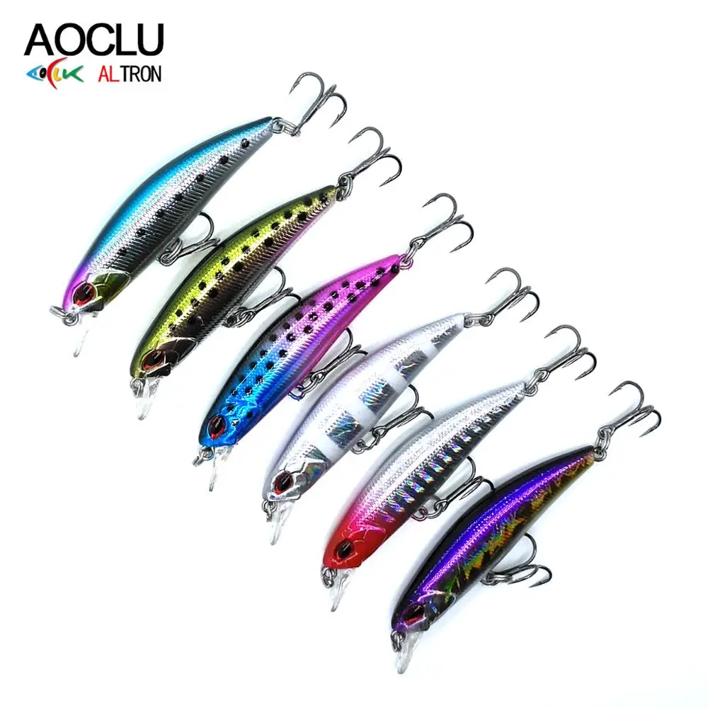 AOCLU-señuelo de pesca de pececillo que se hunde, cebo duro, Wobbler pequeño, palo de sábalo de manivela, fácil de lanzar, trucha de lubina, asesino en la costa, 60mm, 5,4g