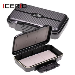 ICERIO caja de aparejos de pesca con mosca, señuelo, anzuelo de pescado, impermeable, doble cara, estuche de almacenamiento de cebos de plástico, caja de anzuelos de moscas resistentes