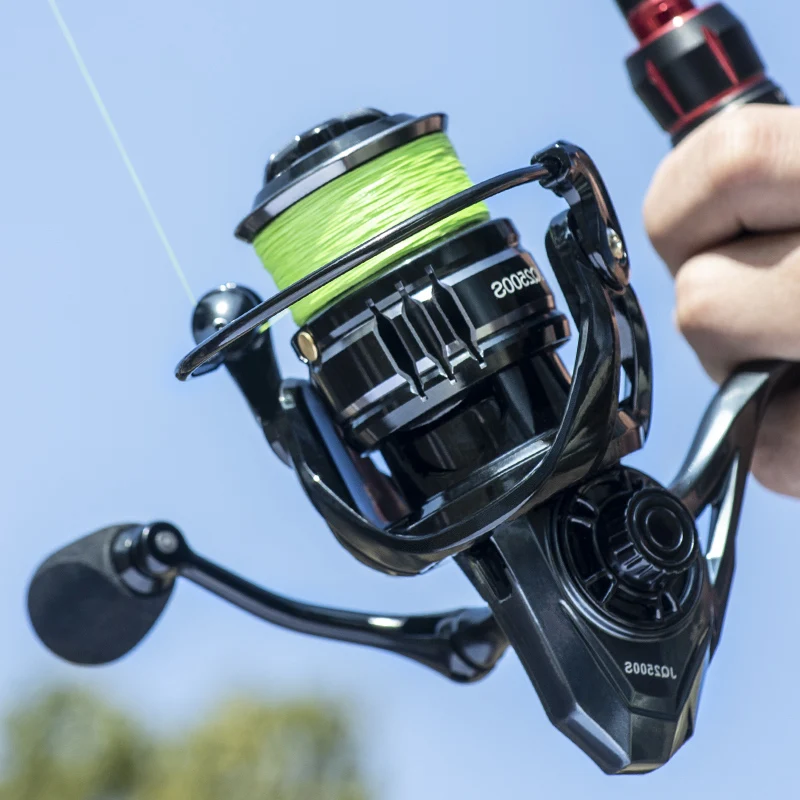 LINNHUE-carrete de Pesca JQ1500 2500, agarre de mango simple/doble, 6 rodamientos de bolas, carrete giratorio poco profundo para señuelo, Pesca - imagen 3