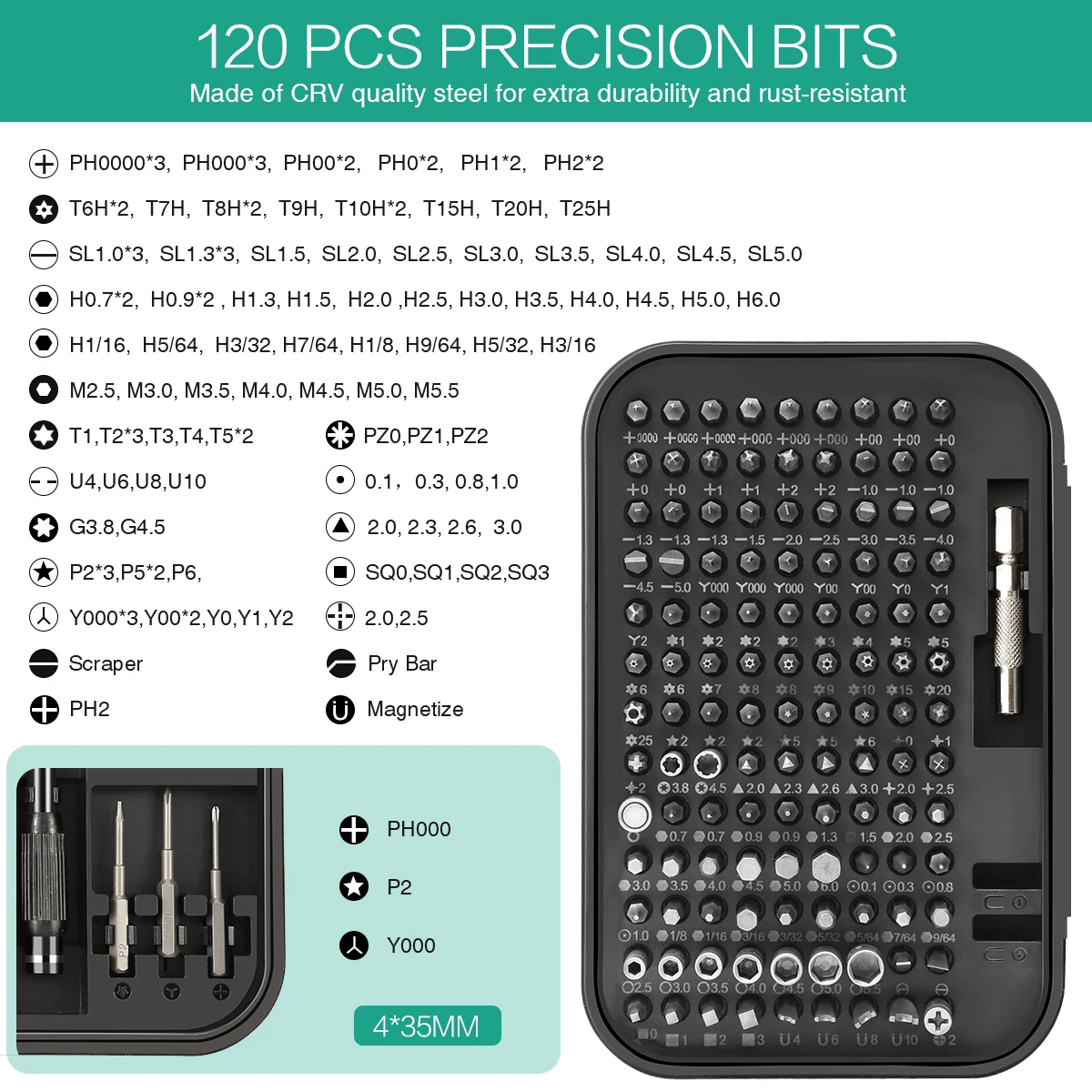 Kit destornilladores magnéticos de precisión para electrónica - imagen 2