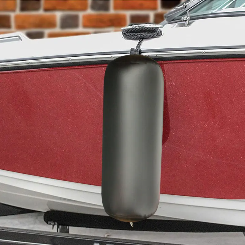 Guardabarros inflable para yate, parachoques negro con línea de suspensión, adaptador de válvula, Conector de boquilla, mango de válvula para acoplamiento, 12x22 pulgadas - imagen 5