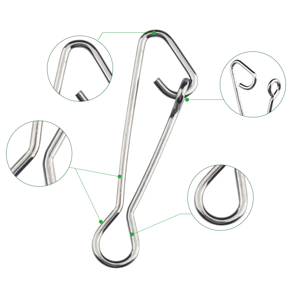 TIANNSII-gancho giratorio de pesca, accesorio de acero inoxidable, 100 unids/lote - imagen 4
