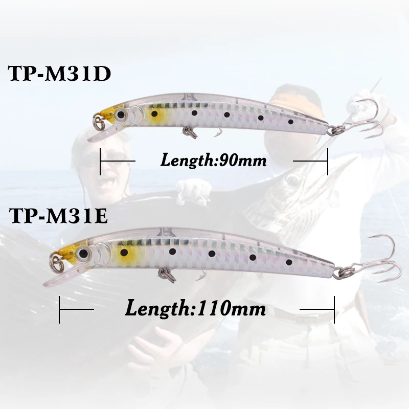 TacklePRO-M31 cebo Artificial duro que se hunde, señuelo modelo caliente, pececillo, 90mm, 110mm, 10g, 16G, pesca Jerkbait para lubina, 4 colores - imagen 3