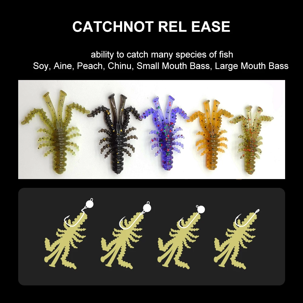 ESFISHING nueva calidad Mini Craw Mosya camarones 35mm 12 Uds cebo suave señuelo de pesca para perca Lucio trucha Peche