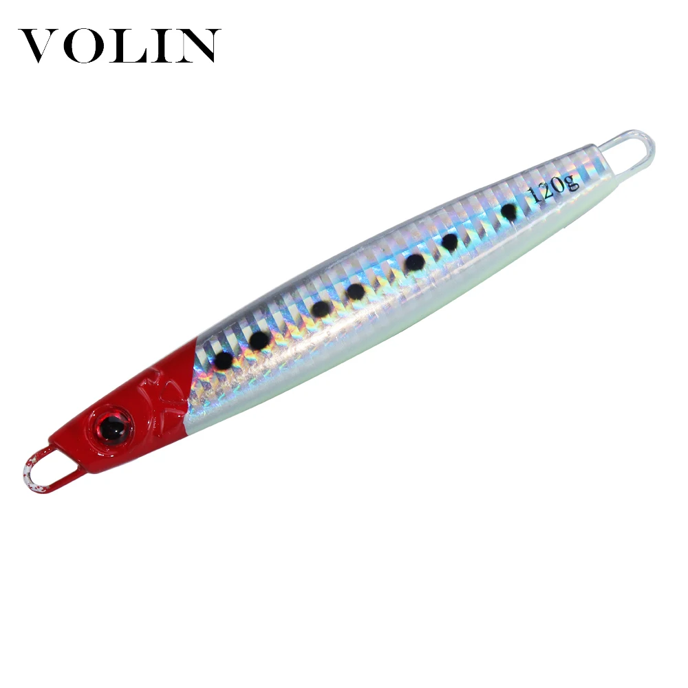 VOLIN-señuelo de pesca de Jigging lento, 60g, 80g, 100g, 120g, señuelo duro, plantilla de Metal, accesorios de pesca de agua salada, nuevo, 1 ud. - imagen 4