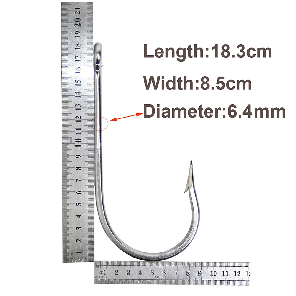 Stainless Steel Fishing Hook, Shark, Strong, Thick, Big Game Fish, Tuna Fishhook, Size 18/0 - imagen 3