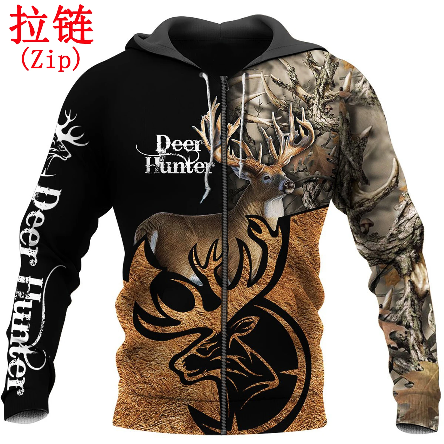 Sudadera con capucha de cazador de ciervos para hombre y mujer, ropa con estampado 3D de camuflaje, estilo Harajuku, informal, KJ021 - imagen 3