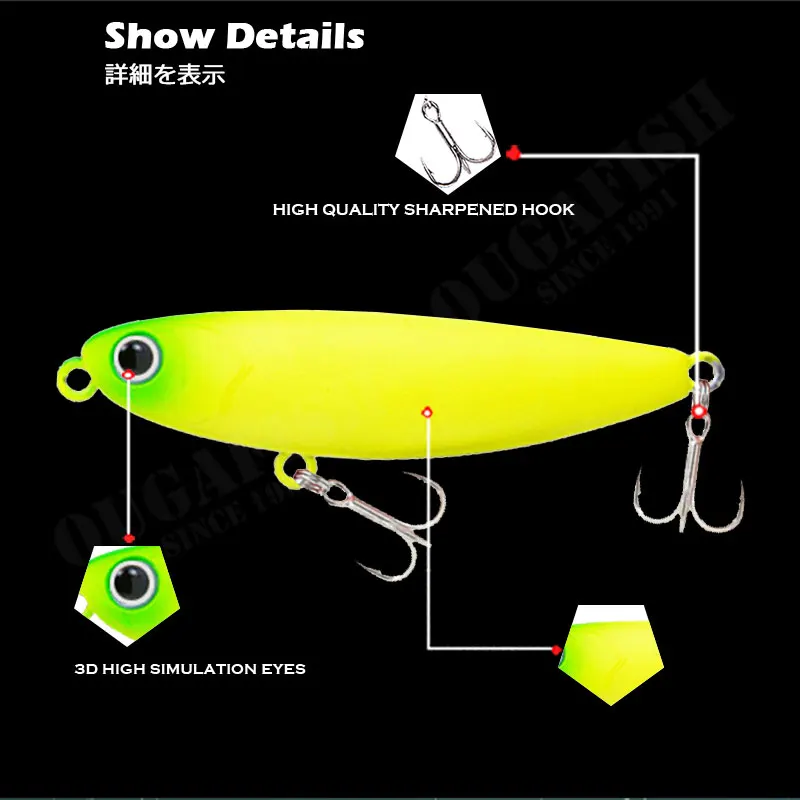 Accesorios de Pesca flotantes, lápiz de 60mm, 6g, broqueta Isca Artificial, Wobblers, envío directo, equipo Angeln Zubehor - imagen 3
