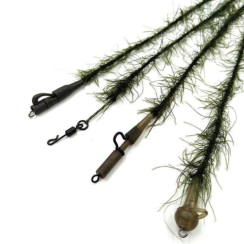 Mosodo-anzuelos de pesca de carpa, 1 unidad, 5m, 25lb, 35lb, 45lb, gancho trenzado verde, línea de enlace, aparejo de 8 hebras - imagen 5