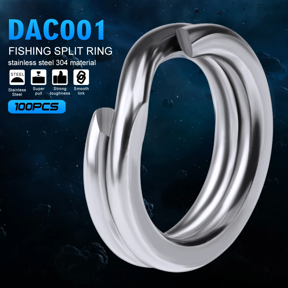 PROBEROS-Anillos divididos de pesca, accesorio de doble bucle de acero inoxidable plateado, 0 #-12 #, 200 unidades - imagen 2
