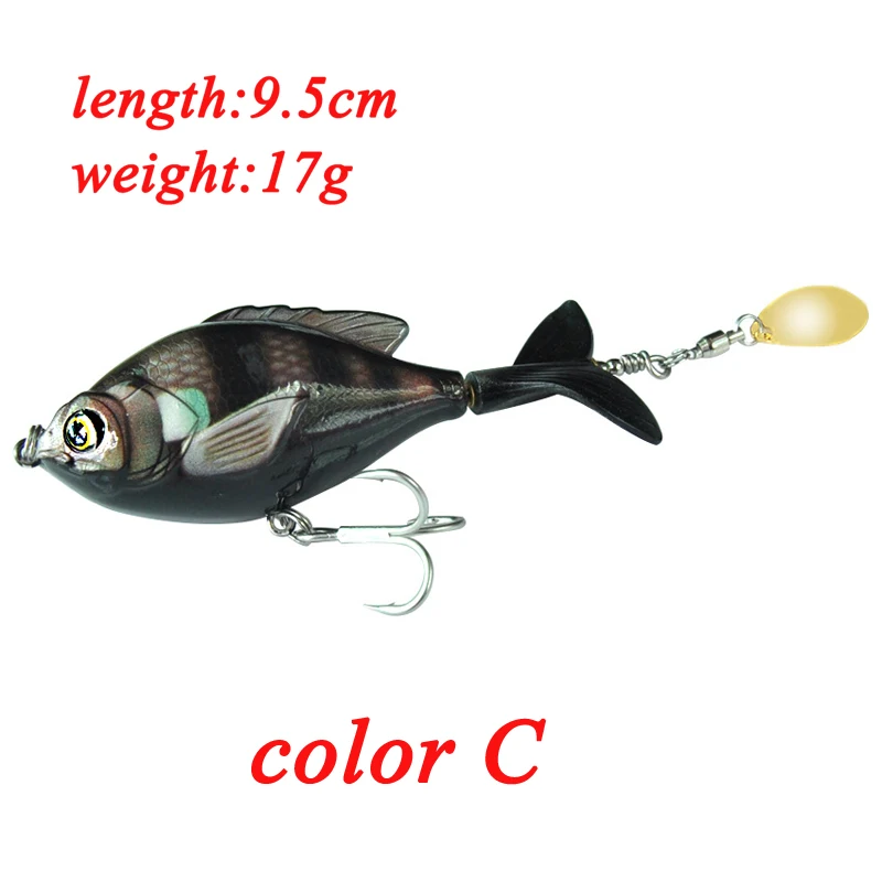 Señuelo de pesca de simulación giratorio, material de pesca, accesorios de superficie de agua, 5 colores, 9,5 cm/17g - imagen 4