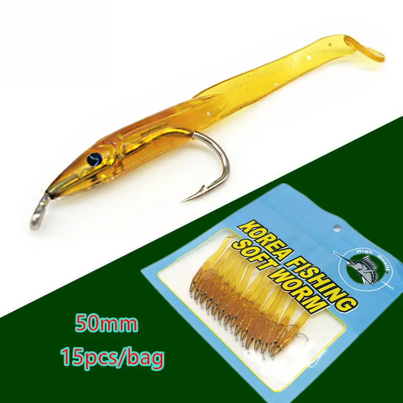 Señuelo de Pesca con anzuelo, cebo Artificial de Anguila pequeña, color rosa y azul, 5cm, 0,6g, 15 unidades por lote, novedad - imagen 3