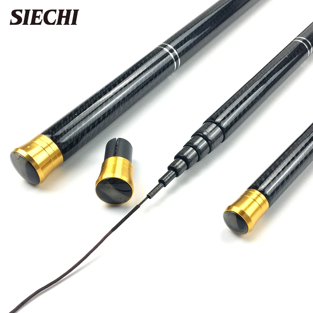 Caña de pescar dura superligera, 99%, fibra de carbono, telescópica, mango negro, 3,6 M, 4,5 M, 5,4 M, 6,3 M, 7,2 M - imagen 3