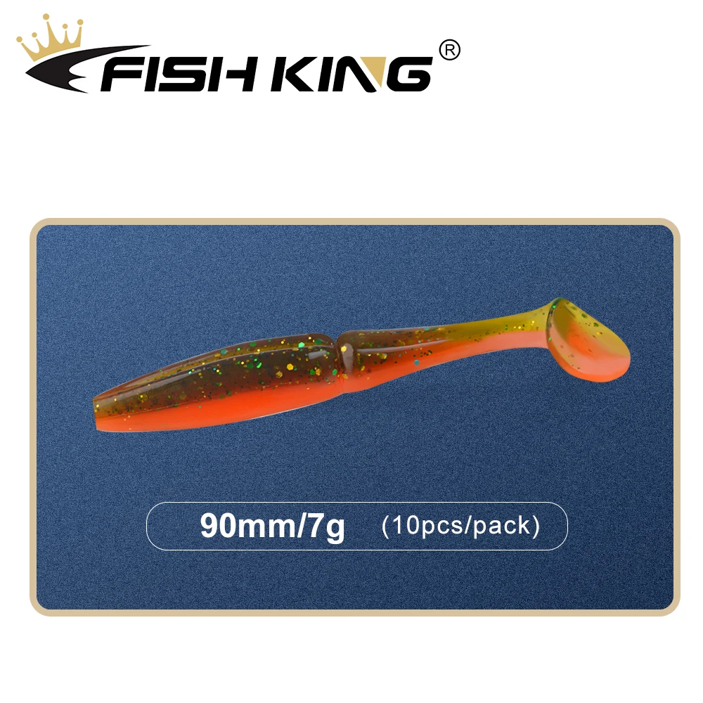 FISH KING 10 unids/pack One Up Shad señuelo de pesca 90mm/7g cebo suave de silicona pesca Wobbler cebo de lubina pesca Artificial señuelos blandos - imagen 3