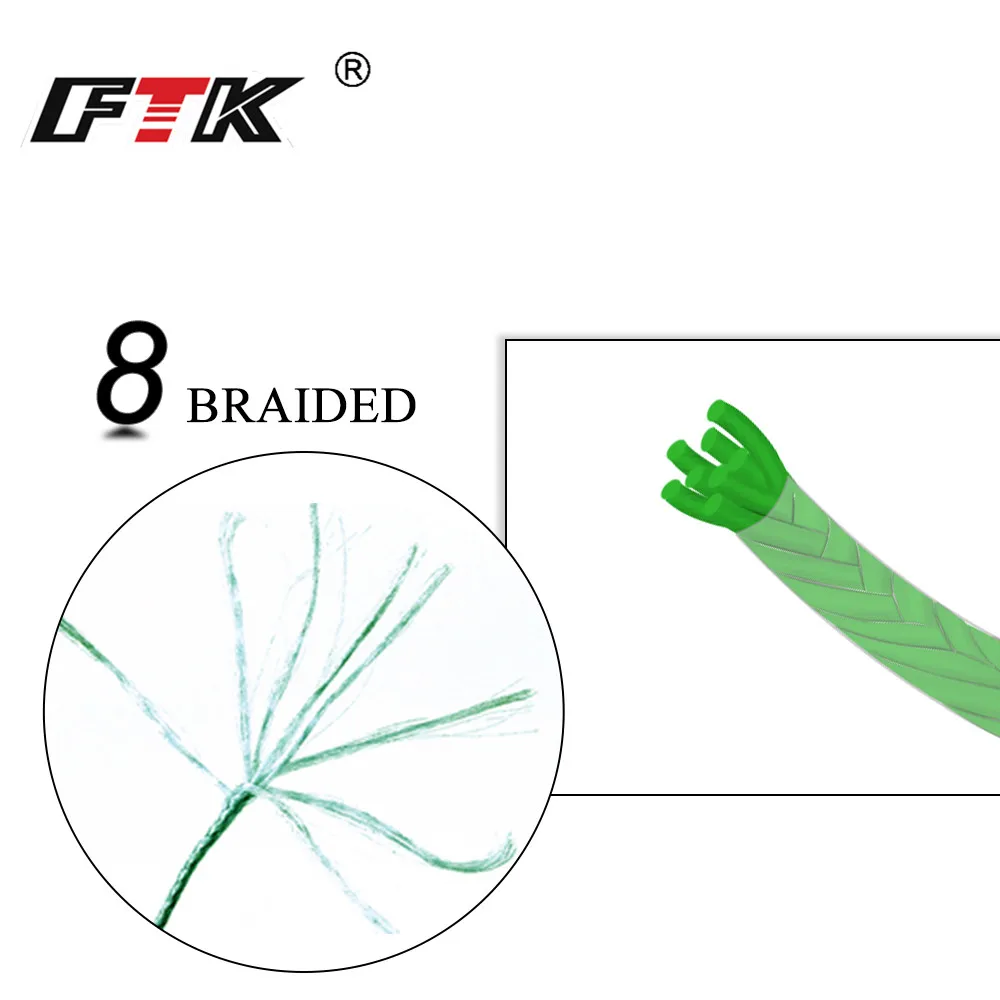 FTK-Hilo de pescar de 8 hebras, 100m, 0,16-0,40mm, 25-90lb, 10,5-40,3 kg, hilo de fibra multifilamento muy fuerte - imagen 3