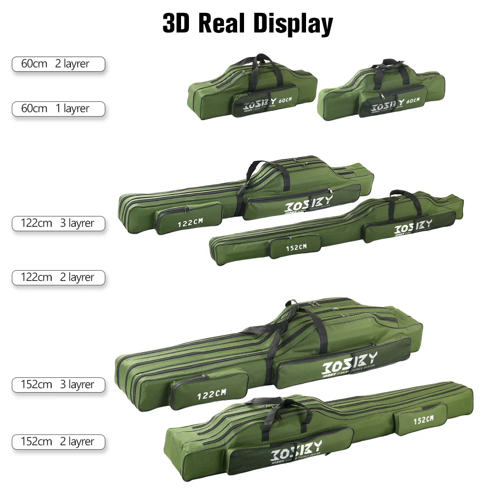 Una serie de estuches para rifles de color verde con la marca ZOSI impresa. Estos estuches están diseñados para proteger y transportar armas de fuego. Se exhiben en varios tamaños y configuraciones, algunos muestran el estuche con el rifle adentro y otros muestran el estuche sin el rifle.