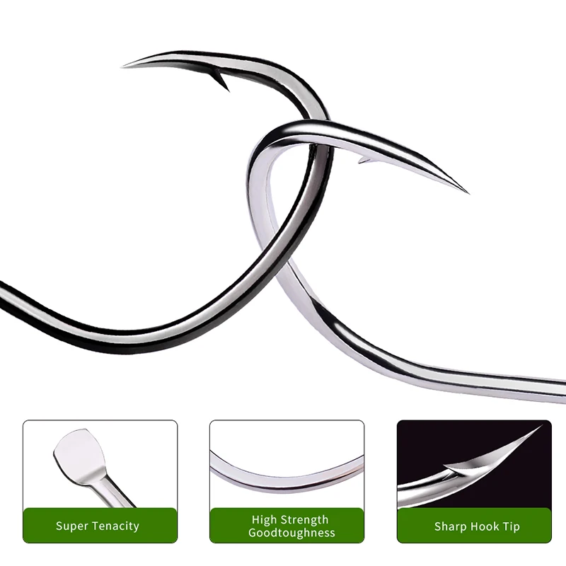 PROBEROS 20 Piezas Anzuelos de Pesca 1/0-2/0-3/0-4/0 #   Anzuelos de Pesca de Acero con Alto Contenido de Carbono, Anzuelos Individuales para Pesca de Lucio, Anzuelos para Jigging de Acción Lenta - imagen 4