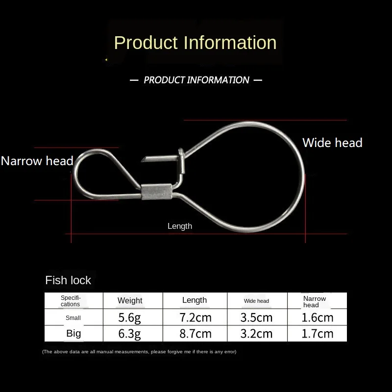 Broches de hebilla de bloqueo de pesca de acero inoxidable, botón de pez vivo, accesorios portátiles de tracción fuerte, aparejos de pesca, 2 uds./lote - imagen 5