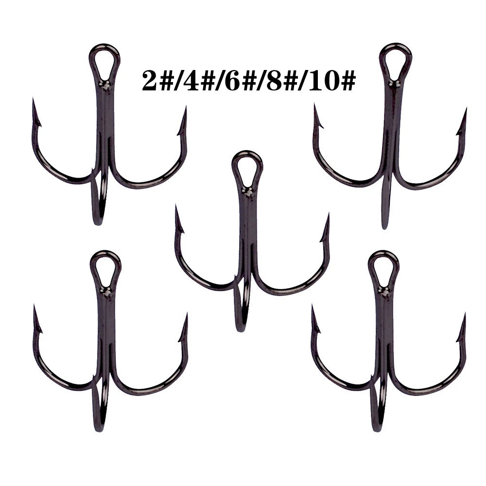 Anzuelos de Pesca de acero alto en carbono, anzuelos triples redondos doblados para Pesca de lubina en agua salada, 20/50 piezas, Rojo 2/4/6/8/10 # - imagen 4