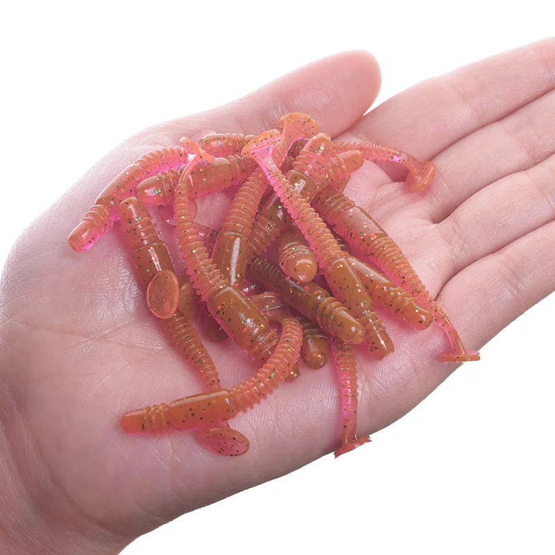 16 unids/lote olor a pescado gusano Pesca señuelos blandos 5cm 1g Bass carpa silicona con sal cebos artificiales Wobbler Swimbait aparejos de Pesca - imagen 4