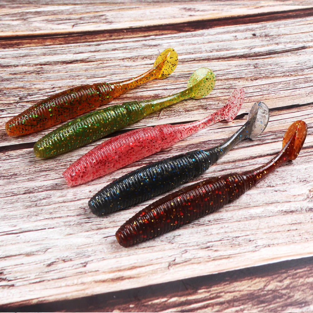 JOHNCOO 10 Uds señuelo de Pesca gusano suave señuelo Artificial 7cm 3g océano Rock señuelo lubina cebo de natación Pesca trucha Jig cebo suave - imagen 2