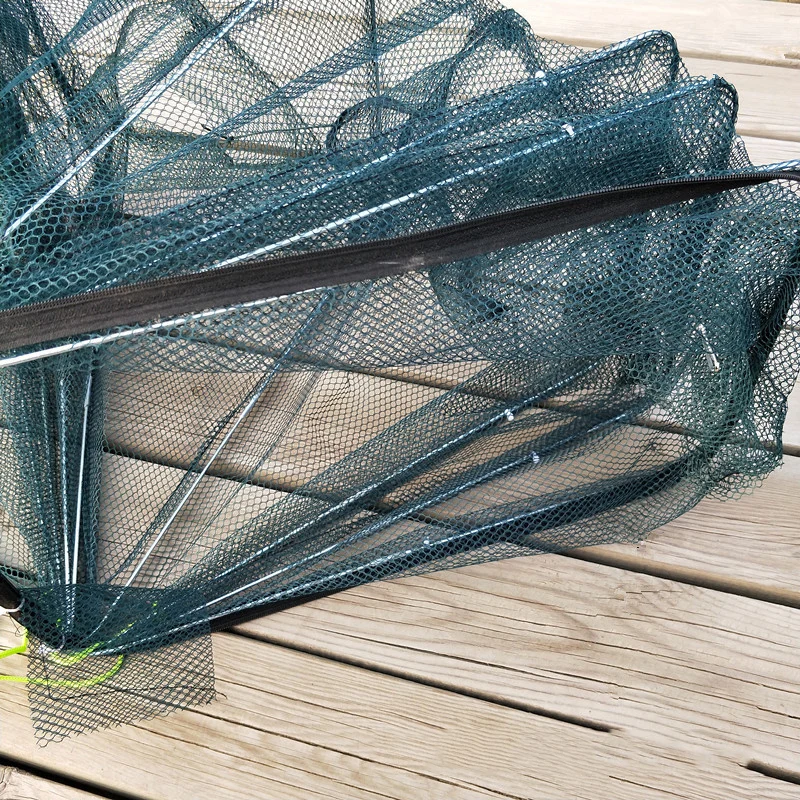 Red de pesca automática con 6 agujeros, red plegable hexagonal para pescar camarones, peces, camarones, pececillos, cebos de cangrejo, trampa de malla fundida B082 - imagen 2