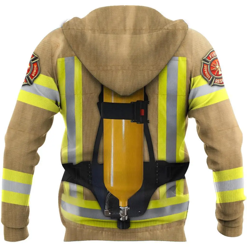 Sudadera con capucha y cremallera – Estampado 3D bombero hombre - imagen 3