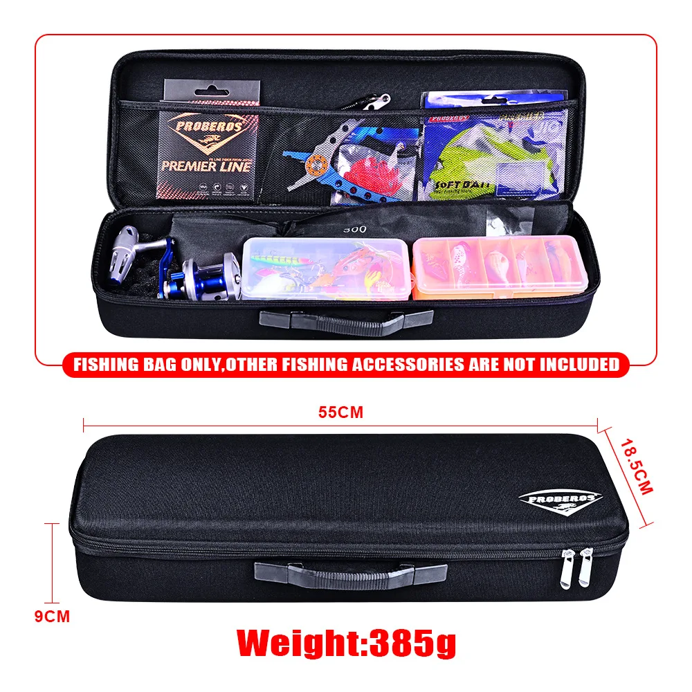 Bolsa de aparejos de pesca EVA a prueba de golpes, bolso portátil para caña de pescar al aire libre, bolsa de transporte para carrete, paquete de almacenamiento para poste, funda de esponja integrada, 55cm - imagen 5