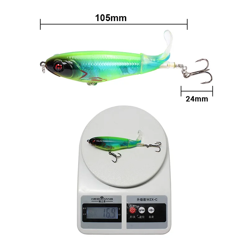 Señuelo de pesca de lápiz flotante de 17g y 10,5 cm, hélice, Tractor, cebo duro, Wobblers artificiales, aparejos de pesca de plástico, gancho 6 #, 1 unidad - imagen 5