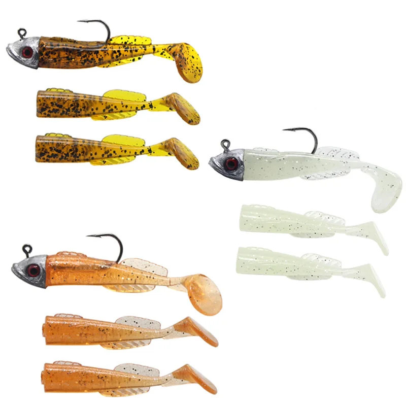 Señuelo de repuesto para pesca Jigging, cebo suave de 5,6 cm, cabeza 3D, cola en T de pez, aparejos de pesca, novedad, 2 - imagen 3