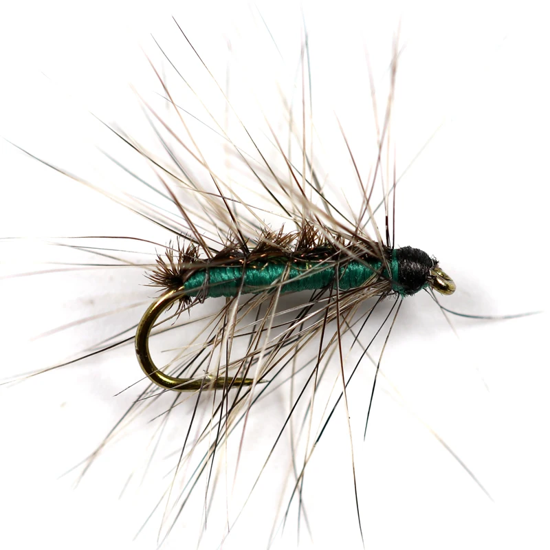 Bimoo-moscas secas de pesca, Peacock Herl Back rojo, verde, Chartreuse, Color azul, 10 unidades, #12 - imagen 5