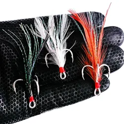 Anzuelos triples con plumas de acero al carbono – Con púas para pesca