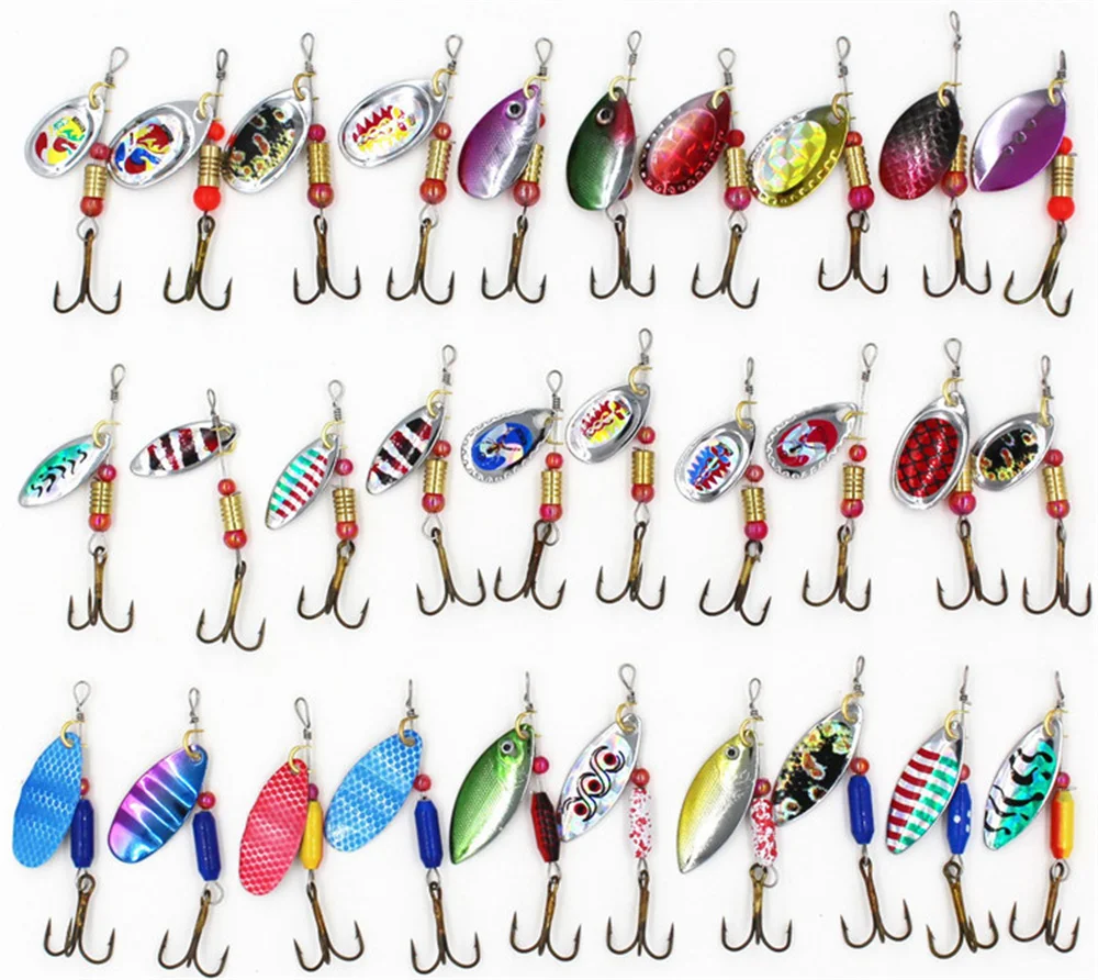 5/10/15/20/30 Uds Kit de cuchara giratoria señuelo Señuelos de Pesca cebos artificiales anzuelos de Metal lubina trucha perca Lucio lentejuelas giratorias - imagen 2